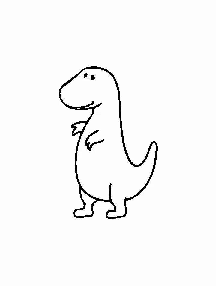 A simple line drawing of a Tyrannosaurus Rex standing upright with its mouth open and small arms.